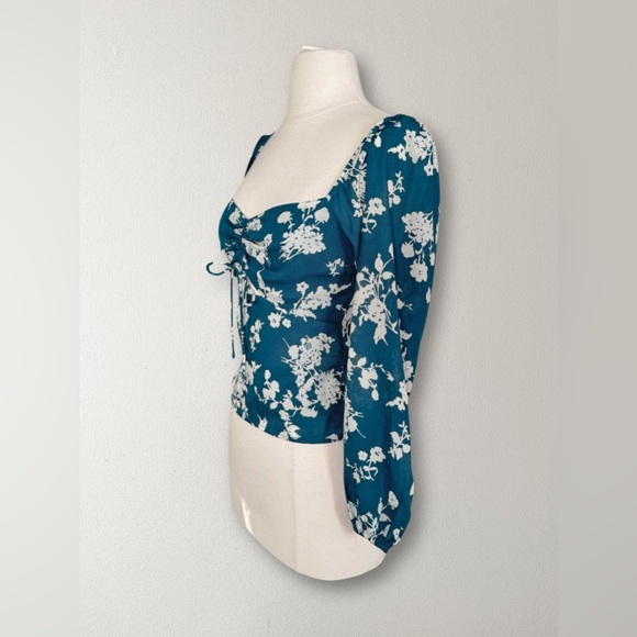 ABERCROMBIE & FITCH Green Floral Peasant Blouse XS - brand new never worn - Picture 2 of 8